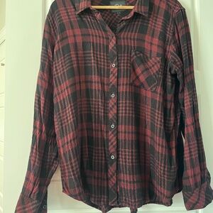 Rails Red and Black Plaid metallic button down